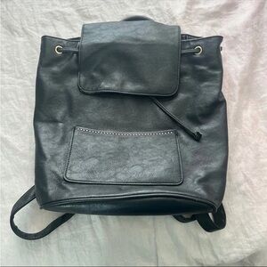 Black faux leather backpack
